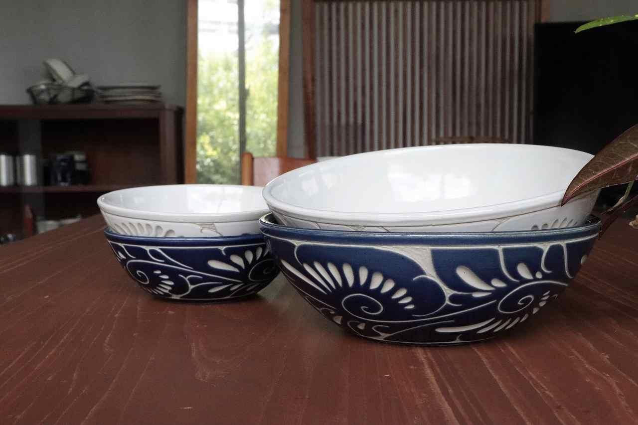 サラダボウル 一色唐草線彫