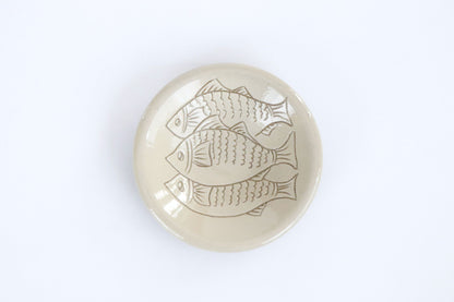 3.5寸皿 魚文線彫t