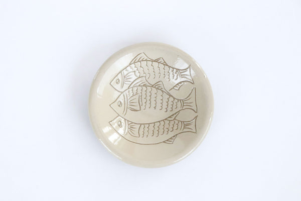 3.5寸皿 魚文線彫t
