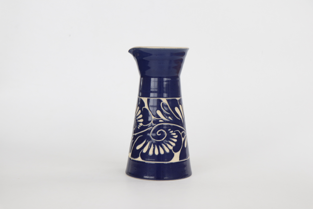 美術品・アンティーク・コレクション 青い葉模様の陶器花瓶書道用具水盂 美術品・アンティーク・コレクション 青い葉模様の陶器花瓶書道用具水盂